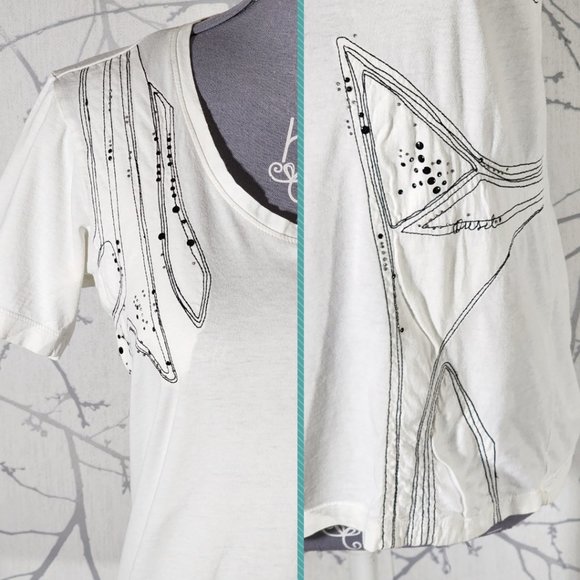 Diesel White Abstract Artsy Line Drawing Round Neck Tee - Picture 2 of 5